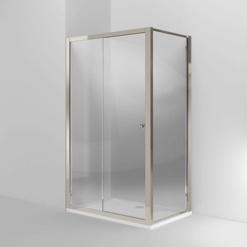 Дверь Arcade 1200mm раздвижная с боковым экраном 800mm, никель [ARC46 + ARC52] Arcade Burlington ARC46A, ARC46B, ARC52 - Вид №1