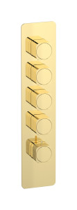 External part of thermostatic 4 ways, square plate, vertical, Coral handle WE ARE IB eua416iineo_2 Pale Gold Aqua