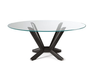 Круглый стол из стали и хрусталя