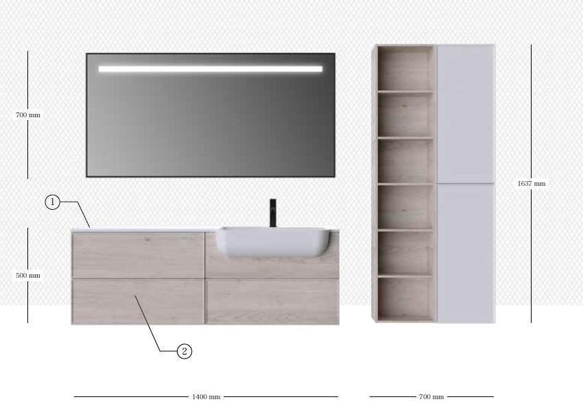 Ideagroup Подвесная тумба под умывальник с ящиками Form sun-id-1381493 - Вид №1