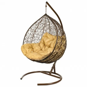 Кресло подвесное двойное коричневое с желтой подушкой Gemini Promo Brown BIGARDEN  00-3974114 Коричневый