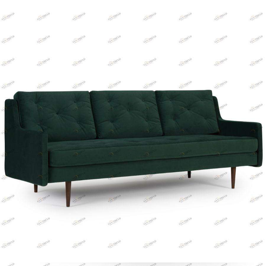 Диван трехместный Holme с ножками из дуба/ореха, темно-зеленый Kragelund 28103208603