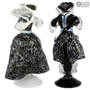 4446 ORIGINALMURANOGLASS Венецианские статуэтки в стиле Голдони - Чёрные - муранское стекло OMG 6 см