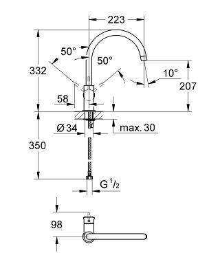 31234000 Смеситель для кухни Grohe BauClassic хром - Вид №1