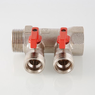 VTc.580.NE.0603 Коллектор с отсекающими кранами, под «евроконус» Valtec 1" x 3 вых., «евроконус»  - Вид №8