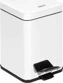 PP1206 Квадратная корзина с педалью объемом 6 л белого цвета mediclinics 