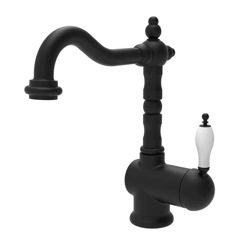 960707 BASIC/PREMIUM Ретро носик 1866 Смеситель для мойки Черный GRB MIXERS 