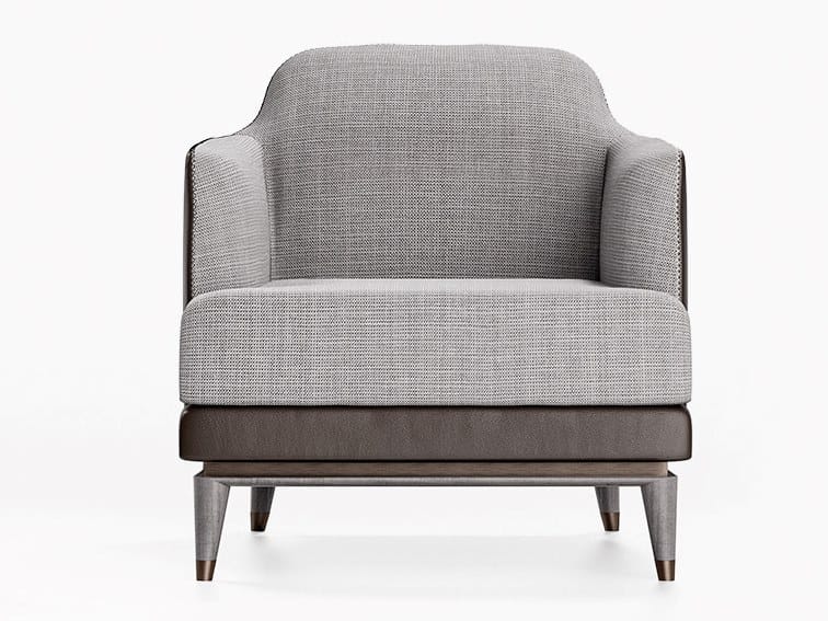 Кожаное и тканевое кресло с подлокотниками CPRN HOMOOD Blue Moon ARCH-00119201