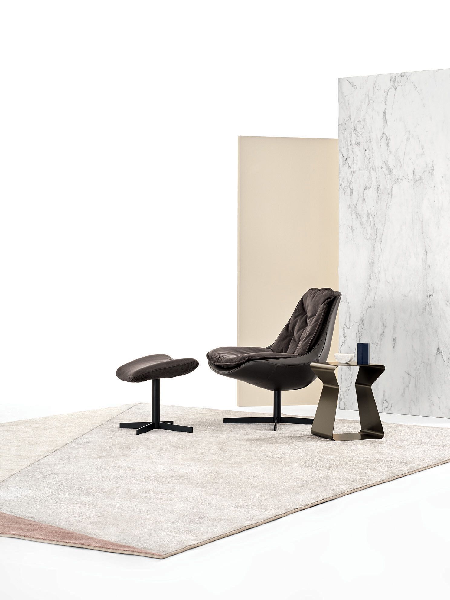 Съемное вращающееся кресло из кожи и ткани Bontempi Casa DAYA ARCH-00132372 - Вид №1