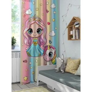 90659960 Тюль на шторной ленте Homepick PrincessUnicornRaduga 145x265 см цвет разноцветный STLM-1032373