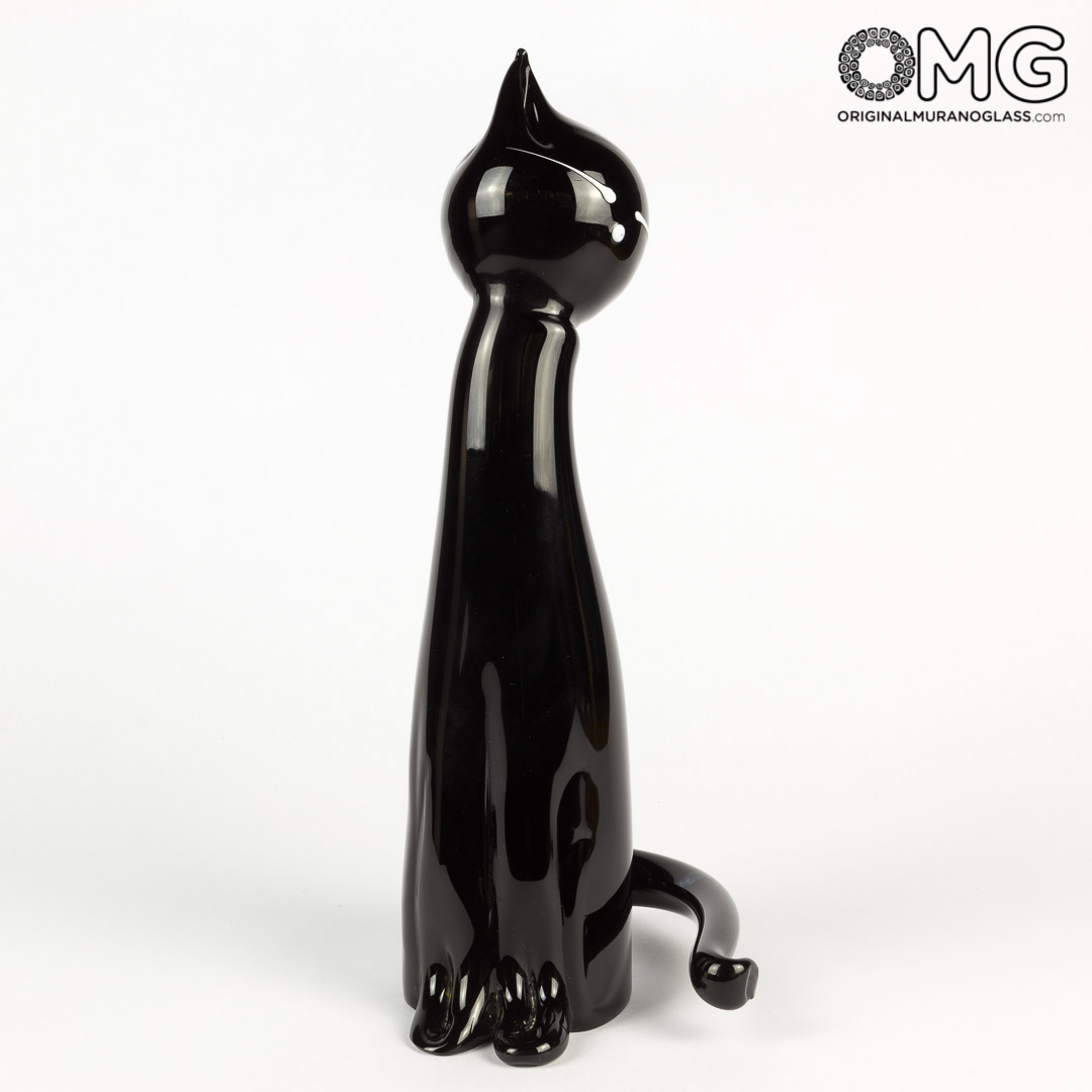 2849 ORIGINALMURANOGLASS Скульптура Грациозный Белый Кот - Original Murano Glass OMG 16 см  - Вид №1