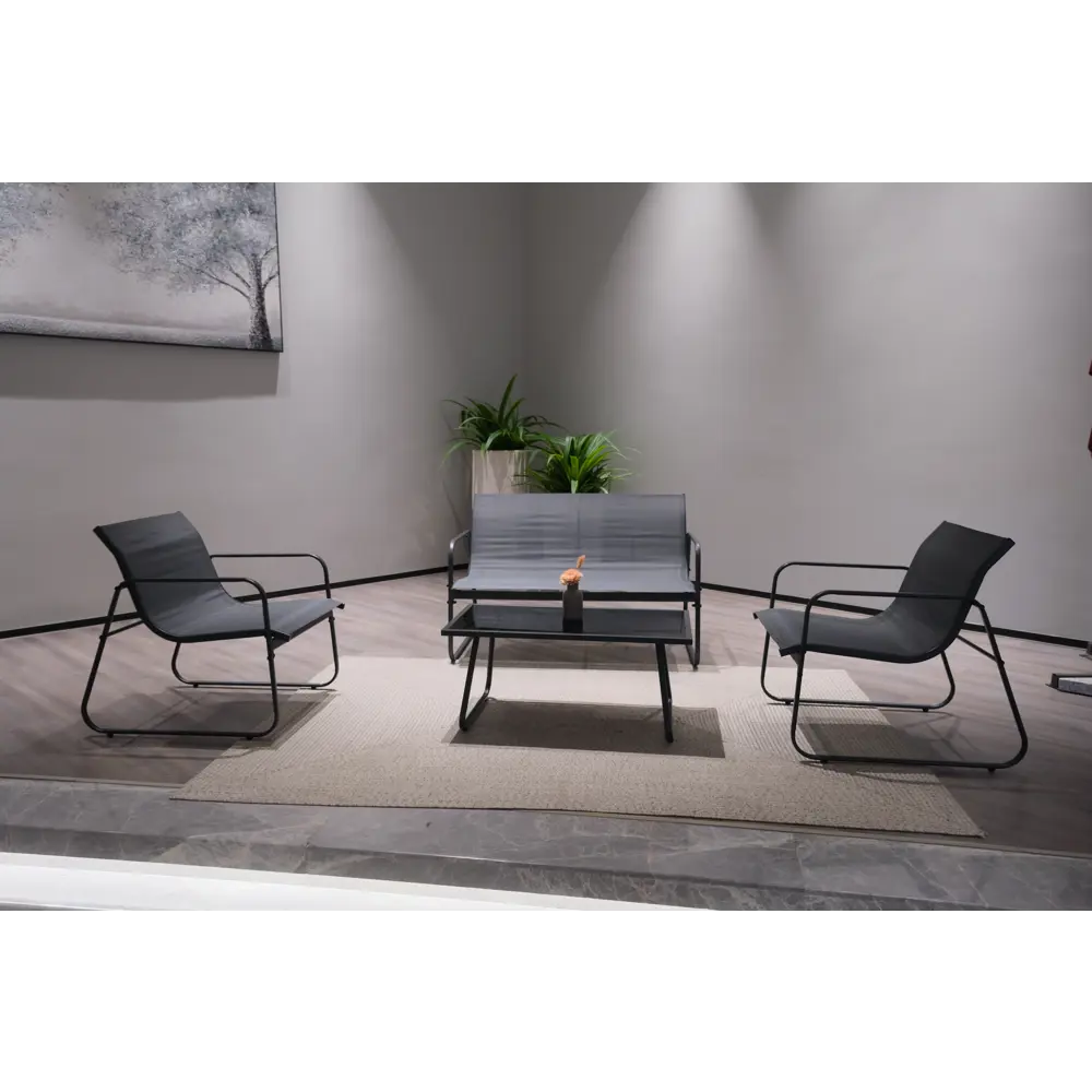 Набор садовой мебели для отдыха BEGINIA Lama Сталь Стол, диван, кресло 2 шт Черный STLM-2183634 - Вид №18