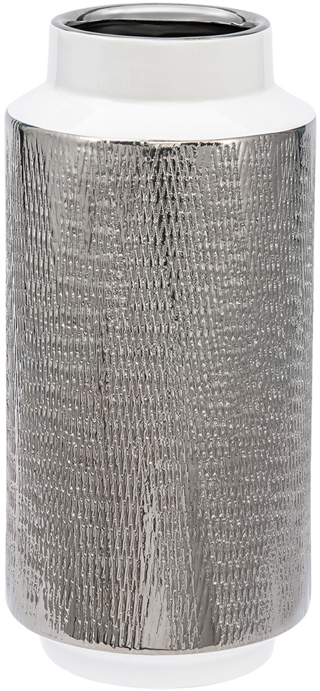 91080486 Декоративная ваза Контраст 14x14x30 см белая с серебром Cha11-L STLM-0473646 ВЕЩИЦЫ