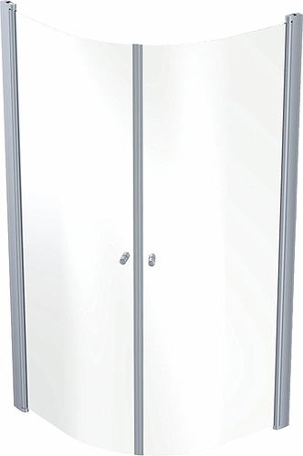 500.937.00.5 IDO Showerama 10-4 душевая стенка для круглого углового душа, IDO Showerama 10-4, матовые профили / полуматовое стекло, 900x700 мм  - Вид №2