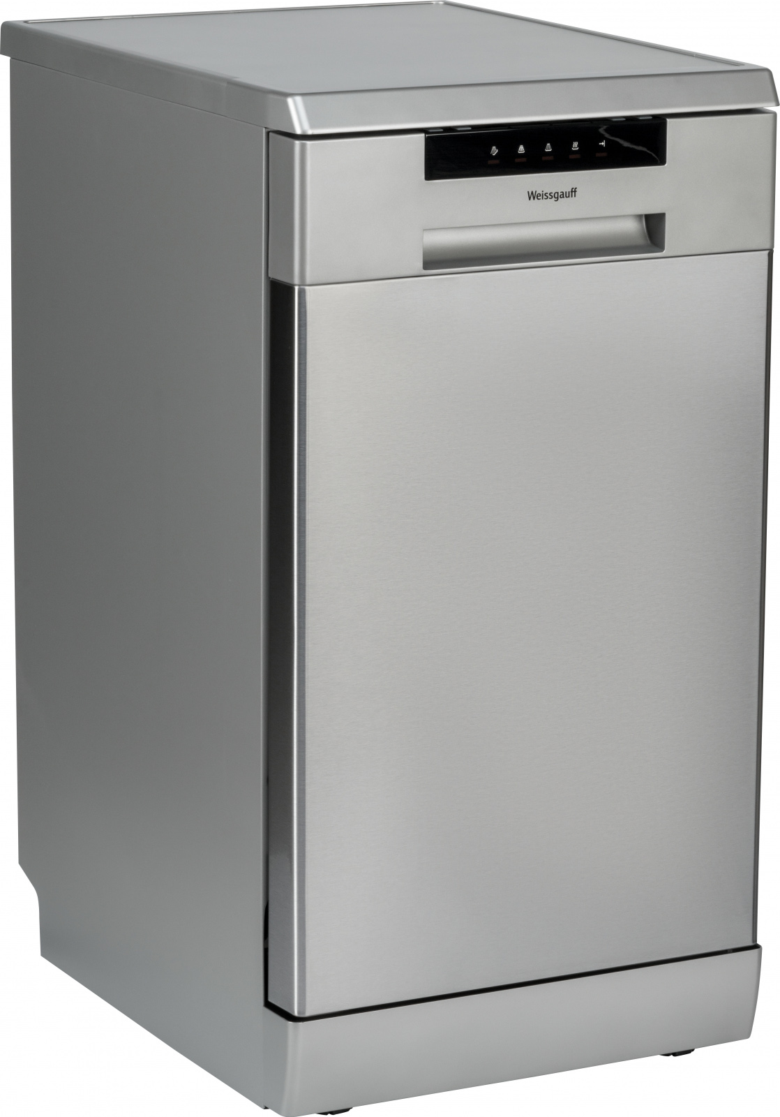 DW 4015 Узкая отдельностоящая посудомоечная машина, 45см, 9 комплектов, 5 программ, 1/2 загрузка, аквастоп, серебристая Weissgauff Santreyd  - Вид №3