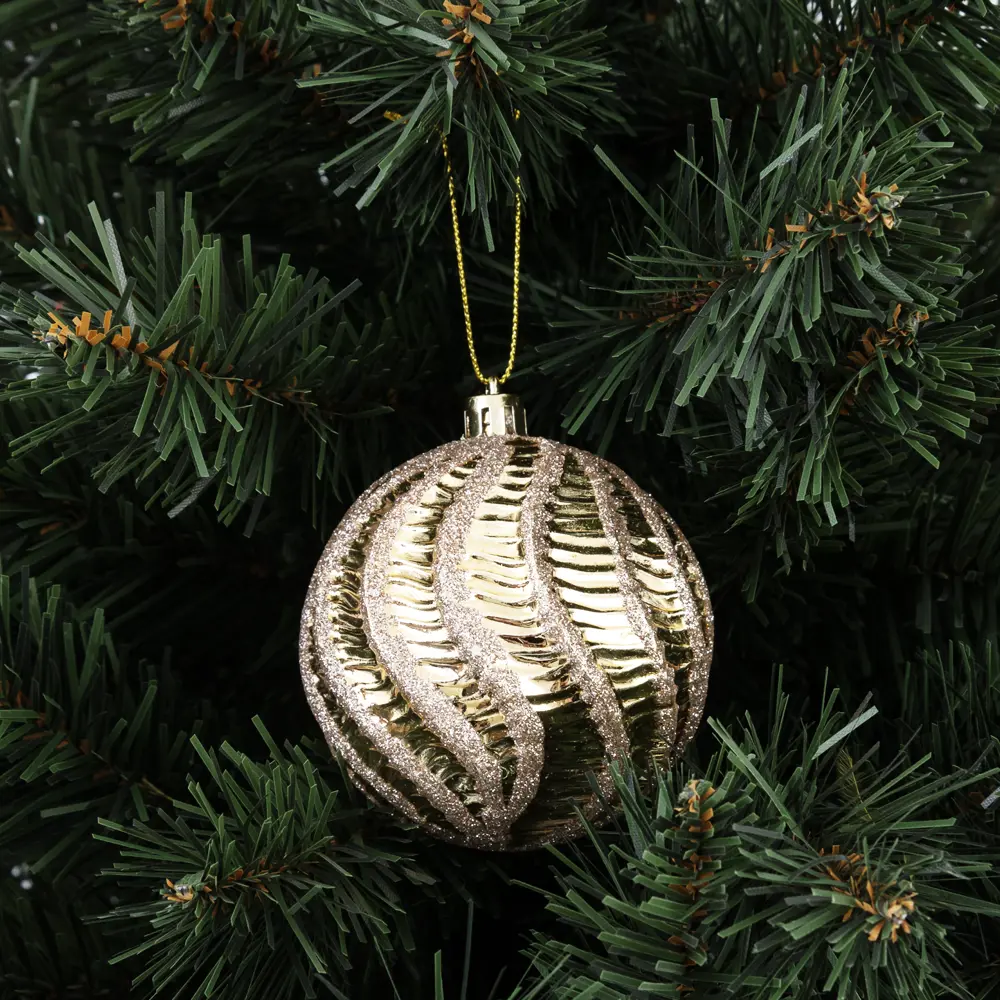 85156512 Елочный шар «Изгибы» ø8 см пластик золотой STLM-0956810 Santreyd 