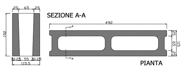 Однокамерный бетонный вибро-сжатый блок для кладки Gallotta Монокамера ARCH-00039739 - Вид №2