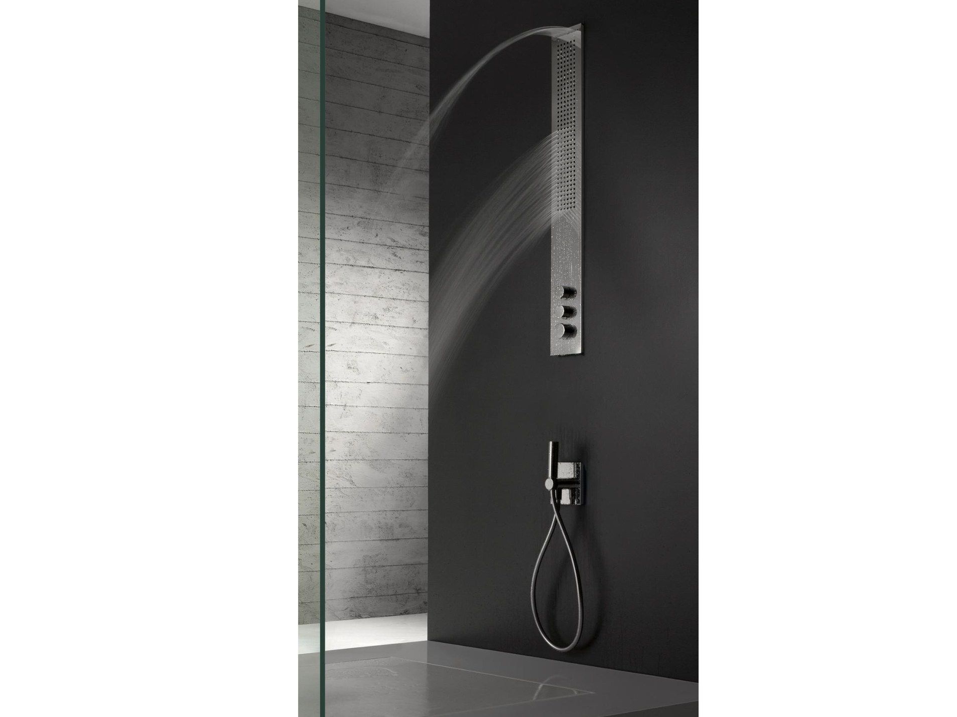 Настенная душевая колонка из нержавеющей стали с душем Zazzeri косой ARCH-00079891 - Вид №1