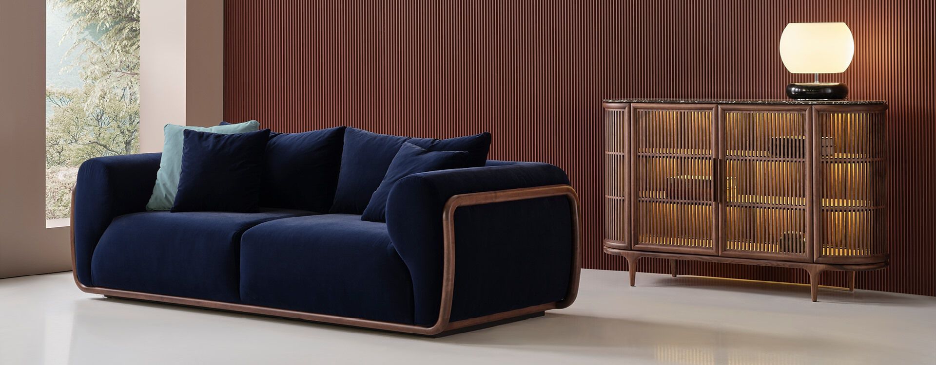 Бархатный диван Mobi BORSALINO ARCH-00063806 - Вид №1