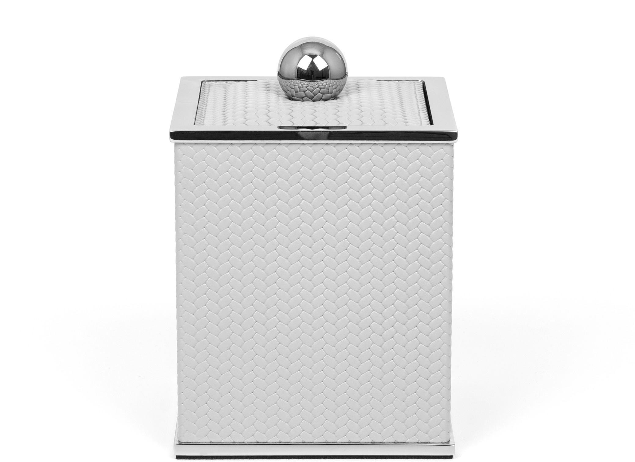 Держатель для ватных дисков Olimpia Square Square - 10,5X10,5XH15 см / хромированная металлическая отделка / зернистая кожа_кремовый