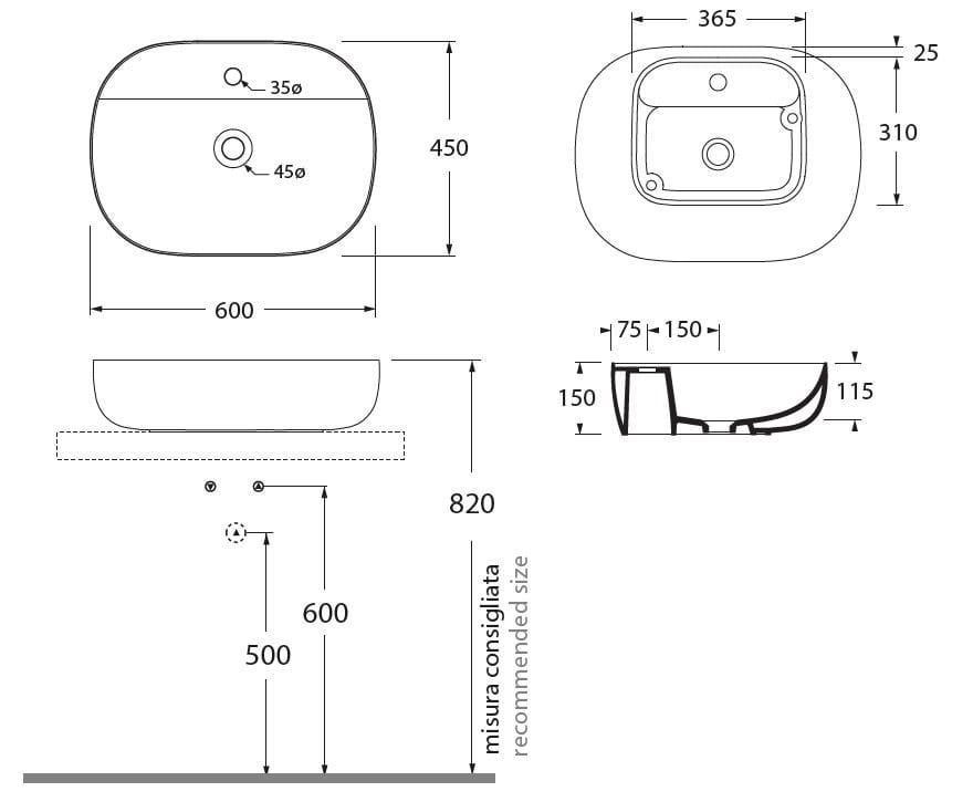 Керамическая прямоугольная столешница Azzurra Ceramica Elegance ARCH-00145908 - Вид №4