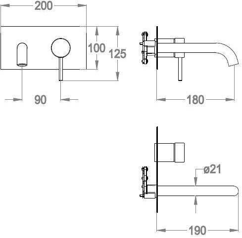 Fir Italia Смеситель для умывальника из нержавеющей стали настенный с тарелкой Cleosteel 48 4810108 - Вид №2