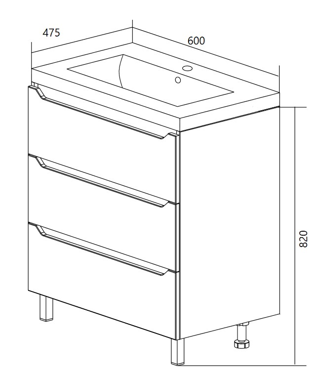 У57594 Тумба Кода 60Н 3в.я. Белый глянец, МДФ 1 Marka Кода  - Вид №9