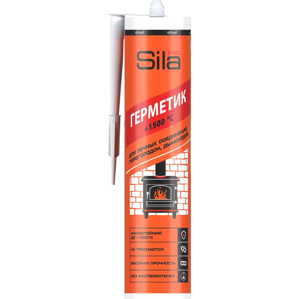 Термостойкий силикатный герметик SILA для печей и каминов 280 мл 89394310 STLM-1563110