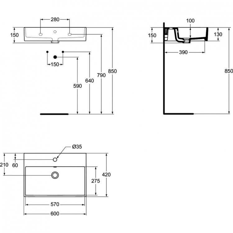 K077801 Раковина 60 см Ideal Standard STRADA - Вид №6