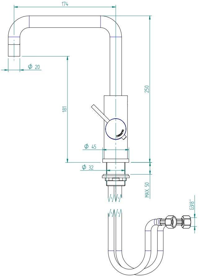 ZAZZERI Смеситель для раковины, однорычажный, с регулируемым изливом Modo sun-id-1449978 - Вид №1