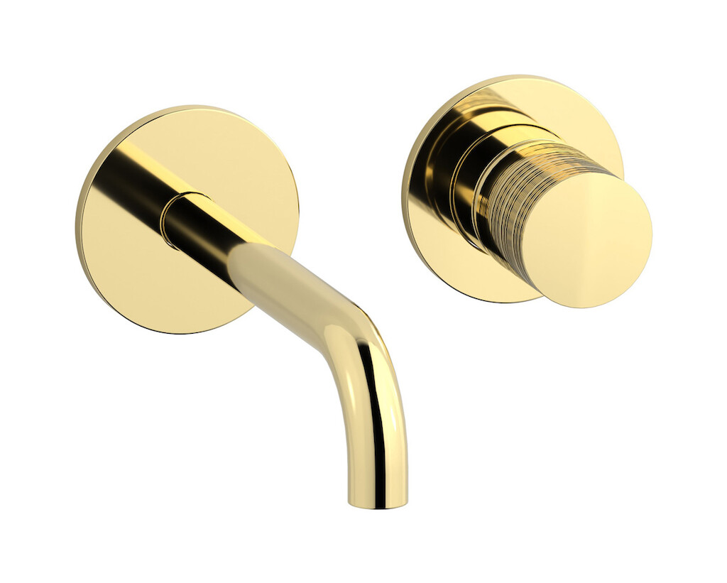 Встроенный в стену смеситель для раковины на 2 отверстия в комплекте с донным клапаном WE ARE IB vn207ss Pale Gold Vinile