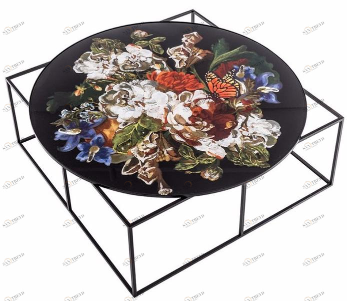 MOMENTI Низкий круглый металлический журнальный столик The black attitude sun-id-1426097