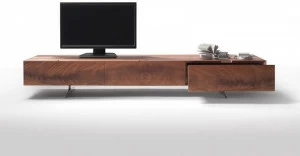 Flexform Низкая тумба под телевизор из красного дерева с ящиками Piuma
