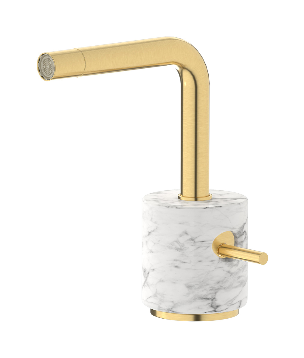 Смеситель для биде на 1 отверстие в комплекте с донным клапаном. WE ARE IB mm220os_1 Brushed Gold Marmo