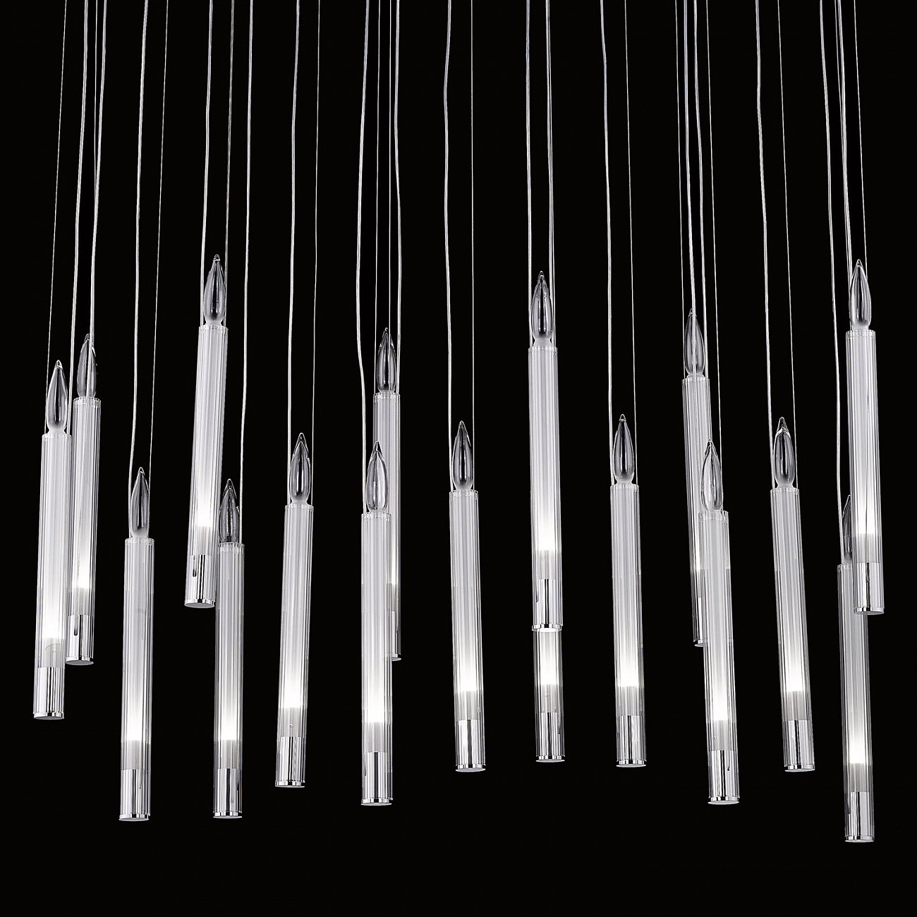 Светильник подвесной 120х118 см хром с белым Candle PR68094-17 DELIGHT COLLECTION ДИЗАЙНЕРСКИЕ 00-3882368 Прозрачный;хром  - Вид №1