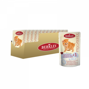 ПР0030567*12 Корм для котят №1 Фрикасе кролик, говядина с кусочками курицы и травами в соусе пауч 85г (упаковка - 12 шт) Berkley