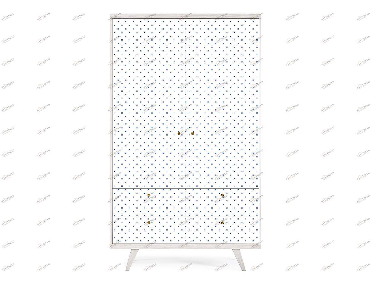 Шкаф распашной двухдверный с ящиками беленый дуб с принтом Thimon №2 THE IDEA  210440 Белый 