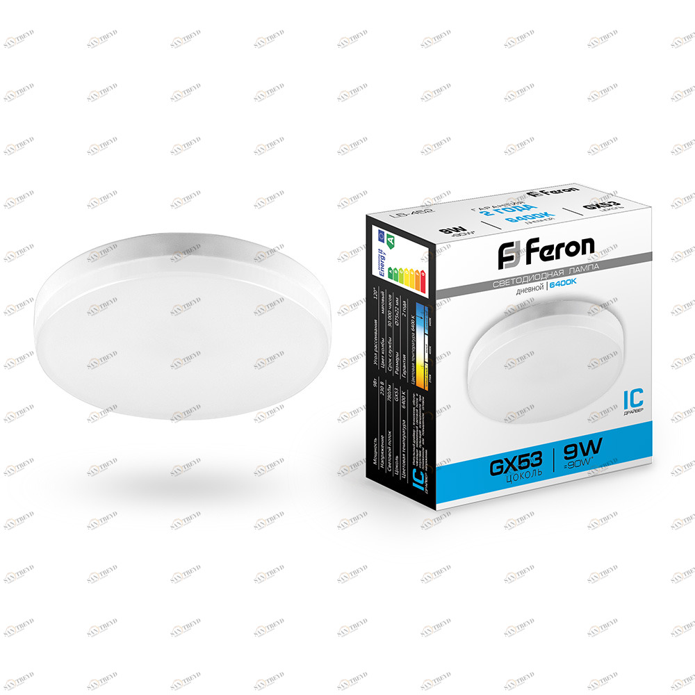 Лампа светодиодная Feron GX53 9W 6400K LB-452 25867 FERON  00-3956653 Матовый 