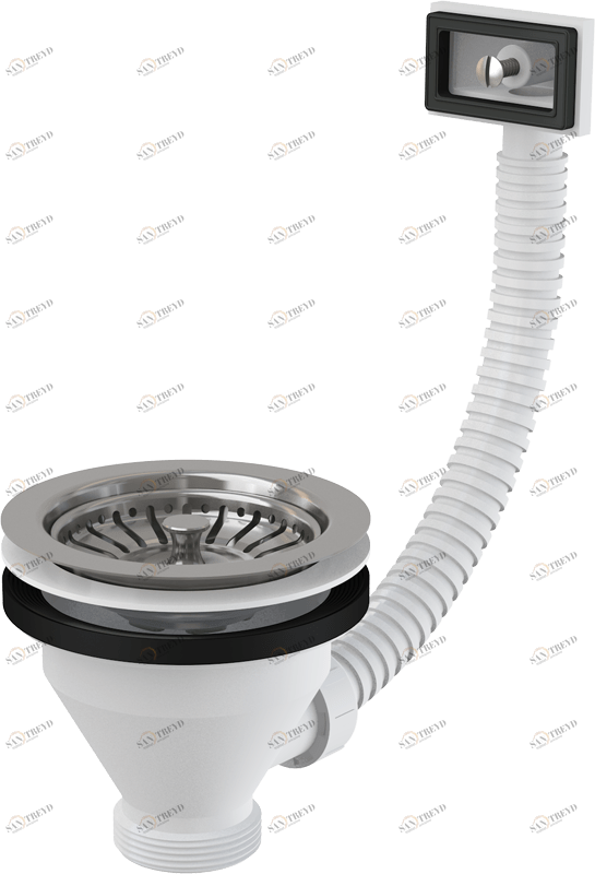 Донный клапан сифона для мойки 6/4" с нержавеющей решеткой DN115 и гофропереливом ALCAPLAST A38