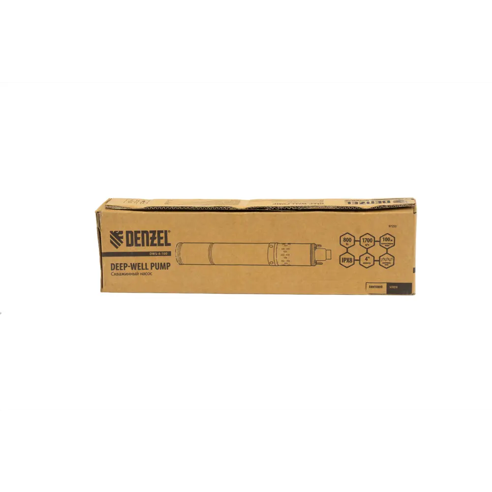 Насос садовый скважинный Denzel DWS-4-100 высота подъема 100 см кабель 20 м 1700 л/час STLM-2058432 - Вид №4
