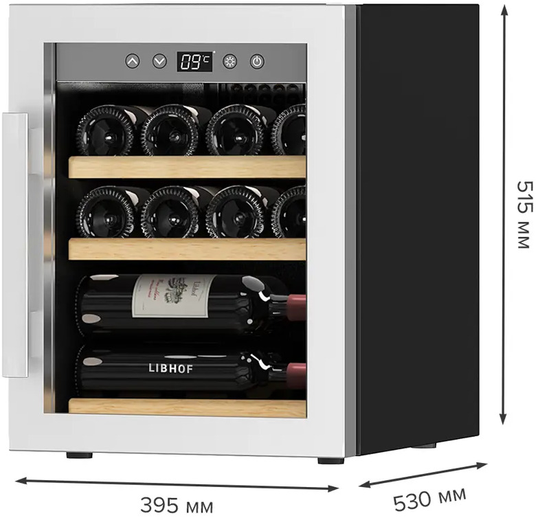91282833 Винный шкаф Libhof Gourmet 53x51.50x39.50 см 12 бутылок металл/пластик цвет серебристый STLM-0860695