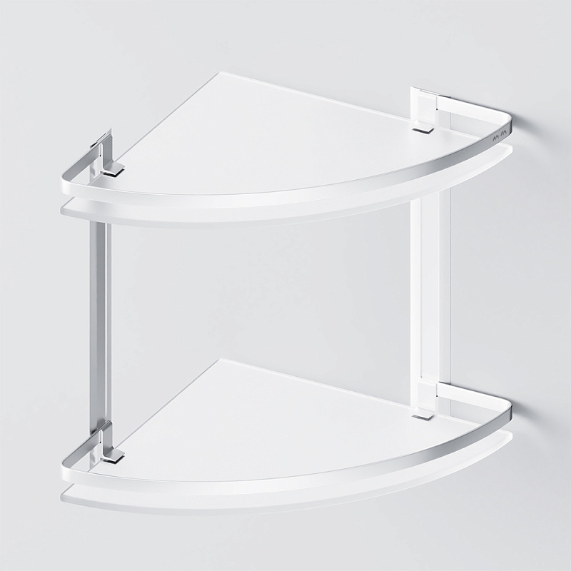 A7456200 Полка двухуровневая угловая стеклянная алюминий AM.PM Sense L  - Вид №2