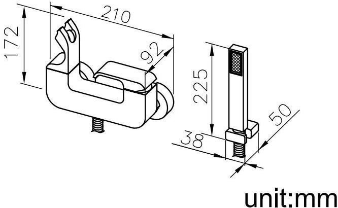 JUSTIME Смеситель для душа, однорычажный, из хромированной латуни, с ручным душем Dragon 6904-93-81cp - Вид №2