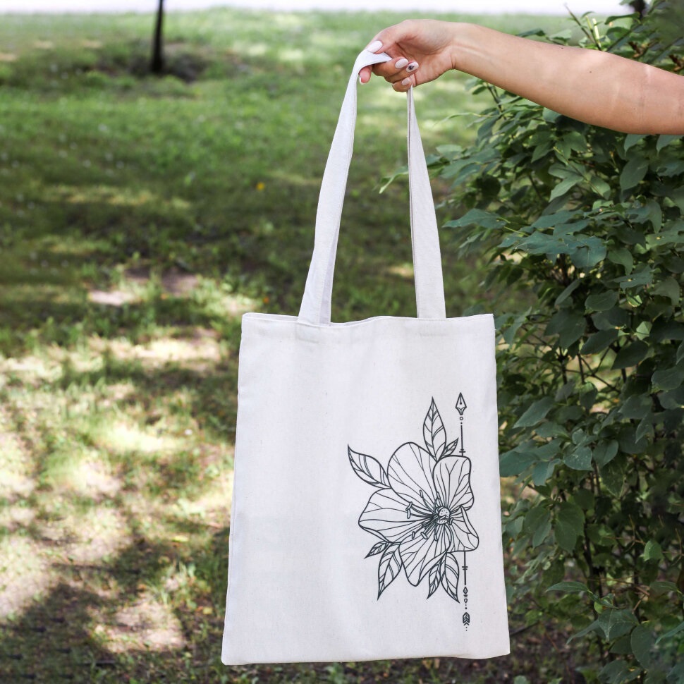 91072651 Сумка для покупок Flower 30x40 см текстиль цвет белый STLM-0469366 NOBRAND