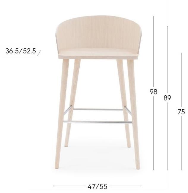 Billiani Высокий табурет из ясеня с подставкой для ног Fitt hug 056 - Вид №1