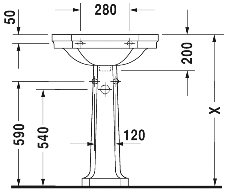 0438600030 Подвесная раковина настенная овальная Duravit 1930 Series - Вид №2