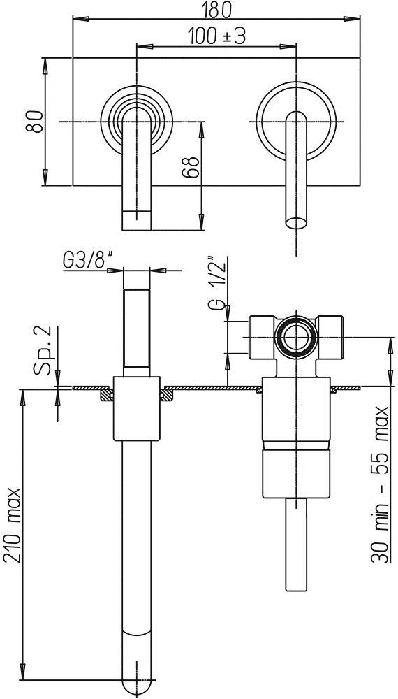 Paini Pixel 81CR208PNEW смеситель встраиваемый для раковины - Вид №1