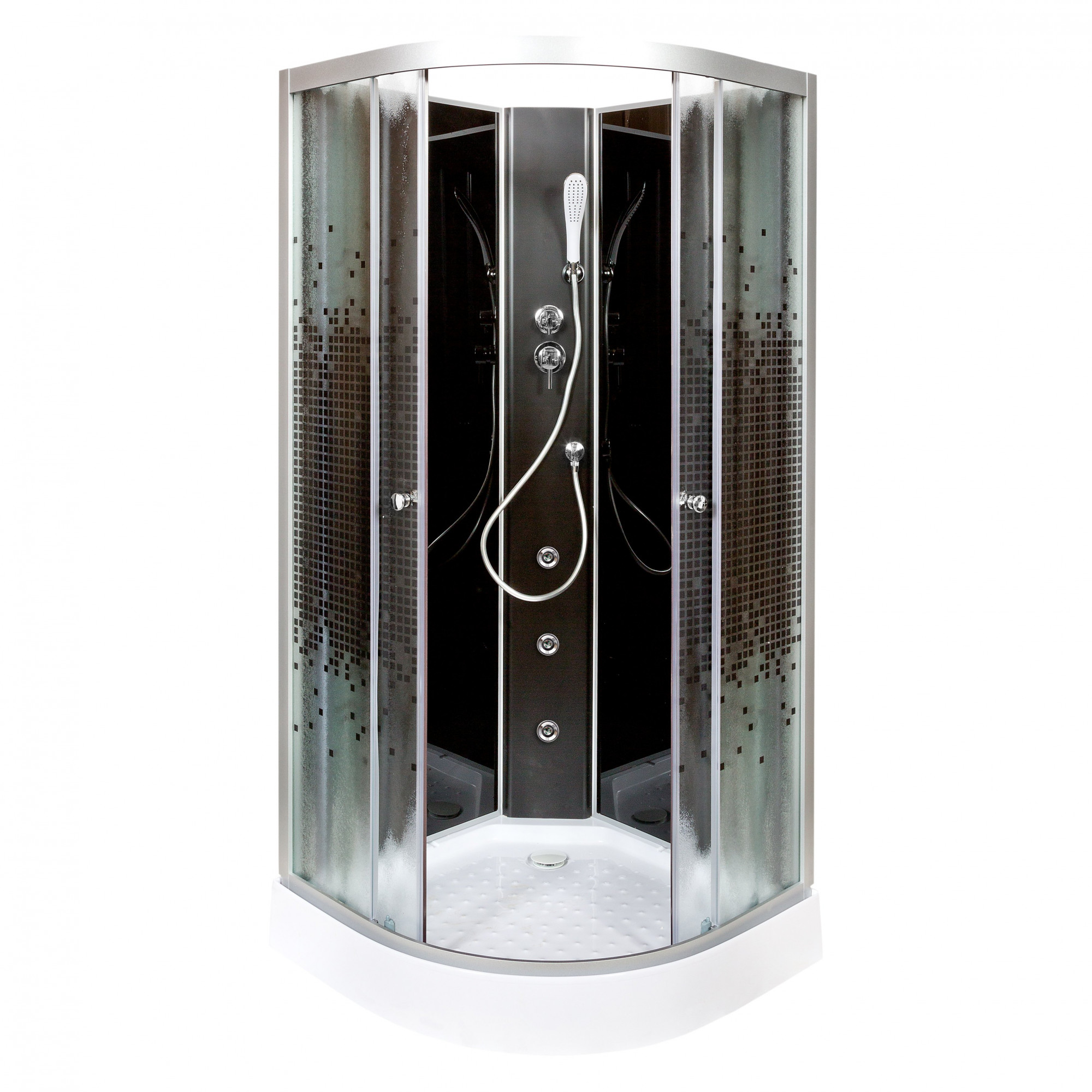 ЕМ4516 с гм. и эл. Душевая кабина DETO Серия EM L 801 N с гидромассажем BLACK