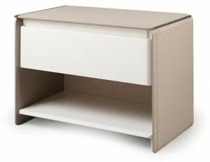 Turri Прямоугольная прикроватная тумбочка из кожи с ящиками Zero