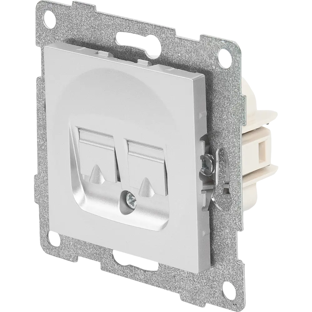 Телефонная розетка GUSI Electric двойная встраиваемая серебристая 83864428 Ugra STLM-0045210